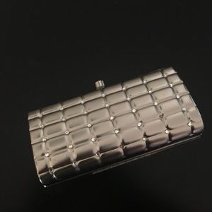 Fancy chic silver mini clutch purse wallet